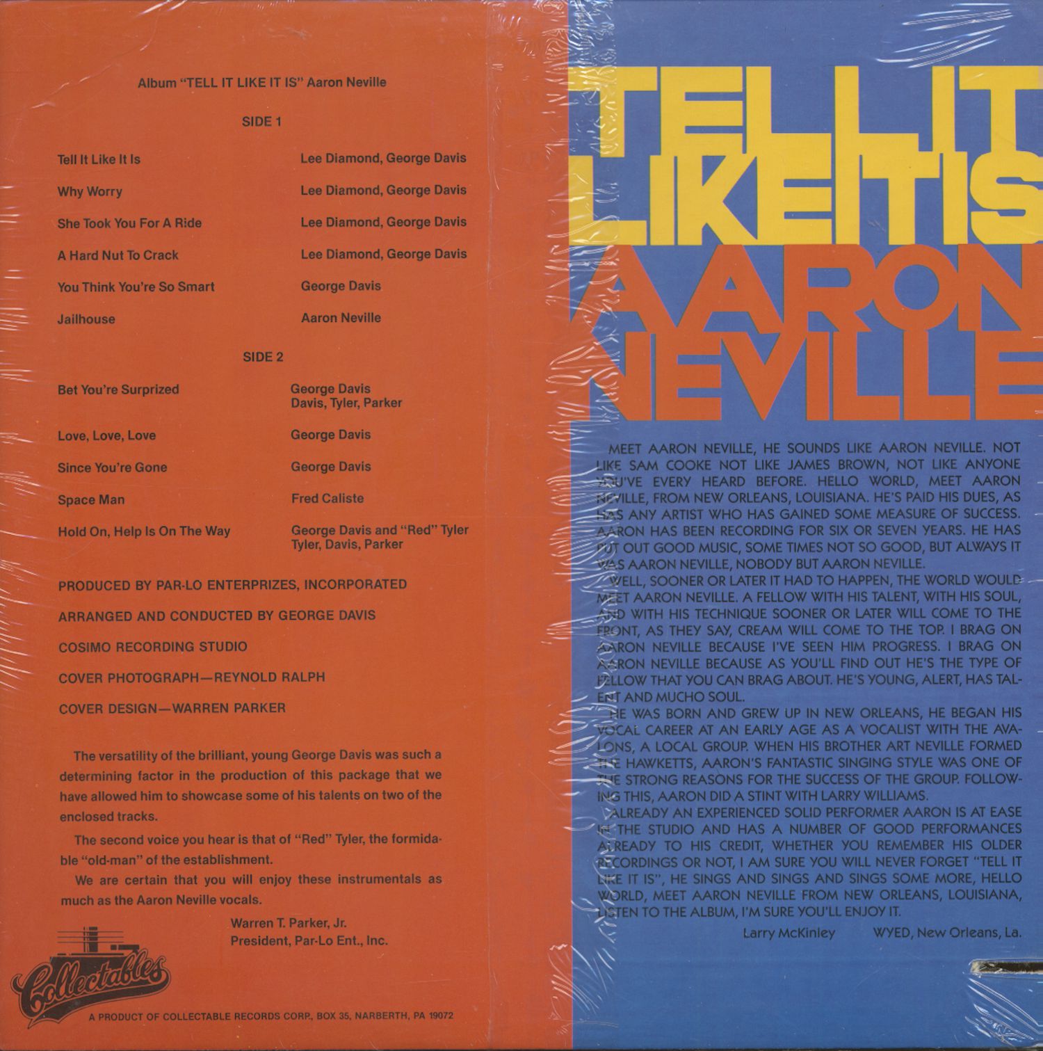 Aaron Neville LP Tell It Like It Is LP Bear Family Records Aaron neville lp tell it like it is lp bear family records