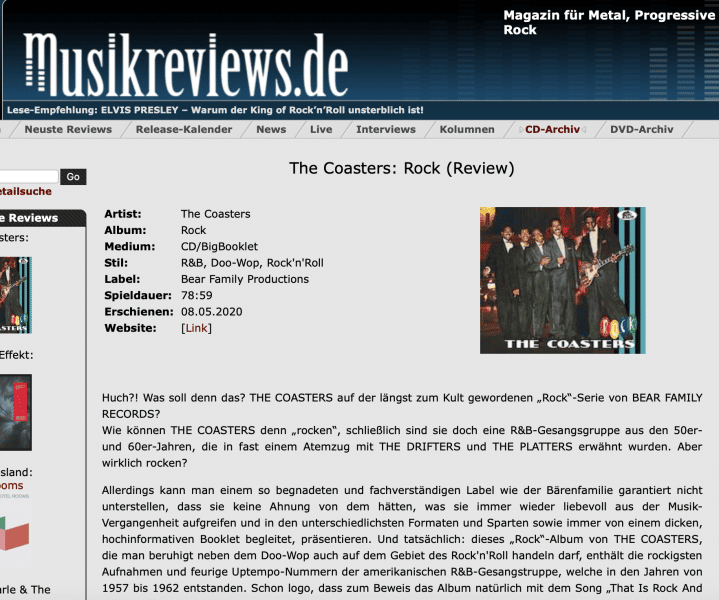 Presse-Archiv-The-Coasters-Rock-musikreviews