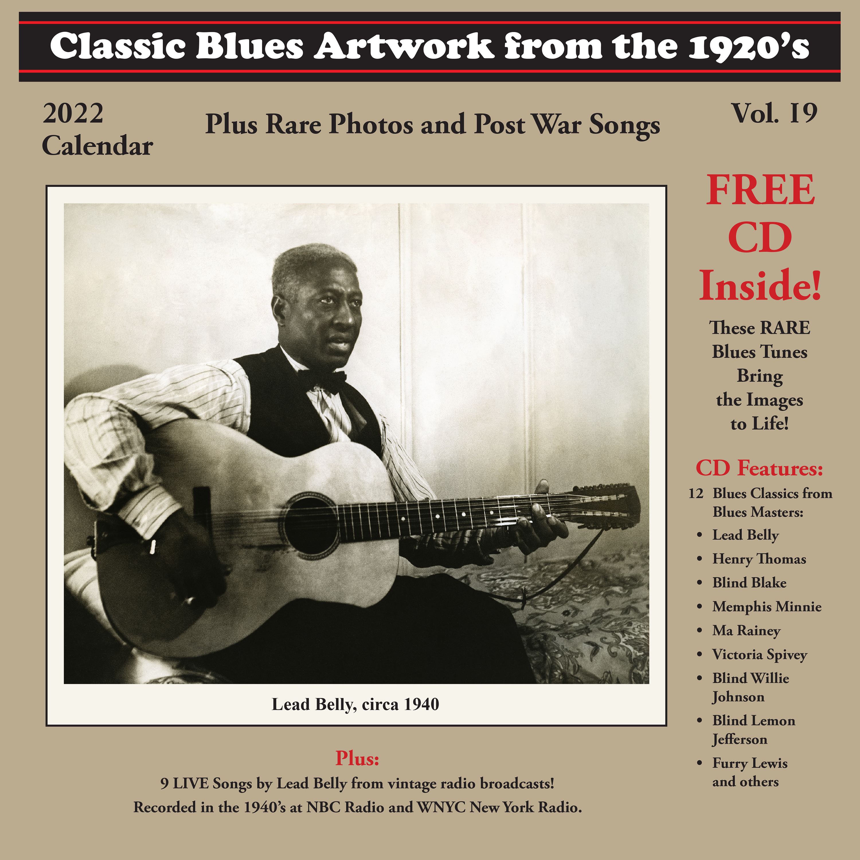 Classic Blues Calendar Calendar: 2022 Blues Calendar (With Free Cd) - Bear Family Records