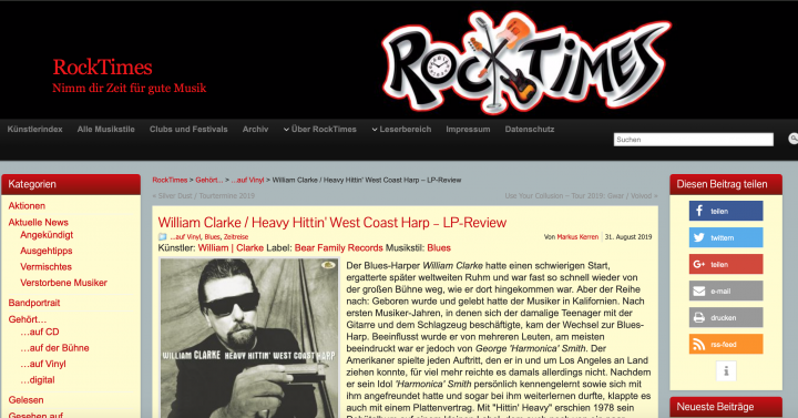 Presse-Archiv-William-Clarke-Heavy-Hittin-West-Coast-Harp-LP-180gram-Vinyl-rocktimes