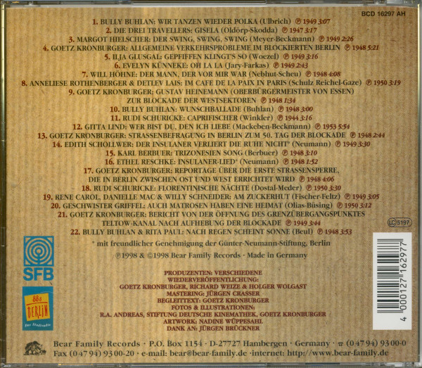 3. Bild von Various - History: Der Insulaner verliert die Ruhe nicht - Schlager und Zeitdokumente der Berlin Blockade (CD)