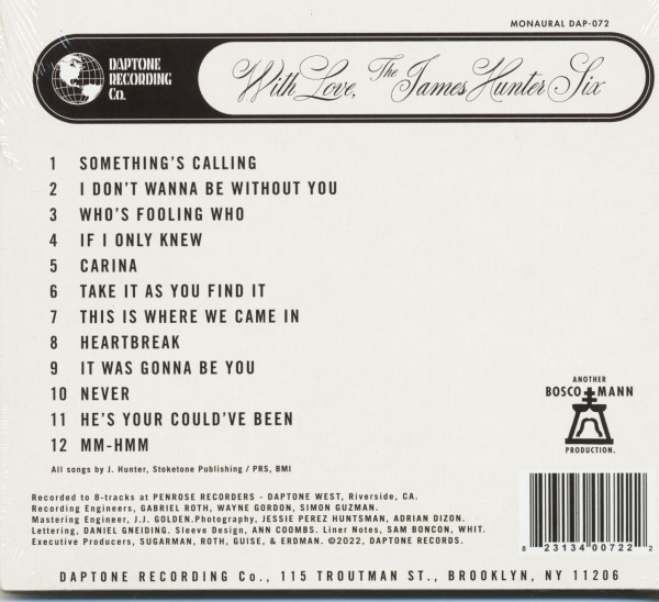 With Love - The James Hunter Six (CD)
