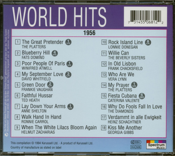 3. Bild von Various: World Hits 1956 (CD)