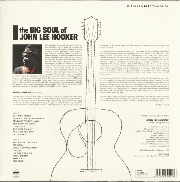 The Big Soul of John Lee Hooker (LP, 180g Vinyl, Ltd.)