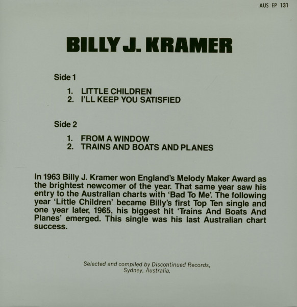 Billy J. Kramer - Australian EP Series (7inch, 45rpm, SC, PS)