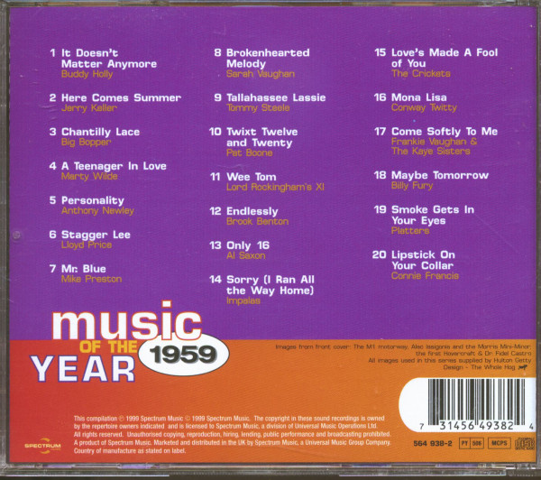 Music Of The Year - 1959 (CD)