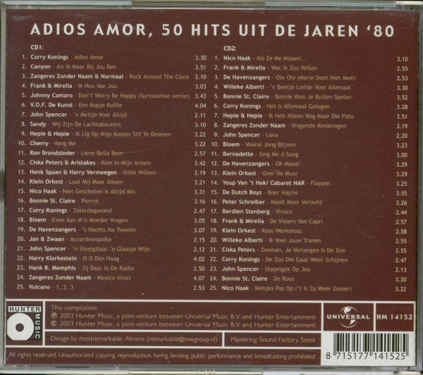 Adios Amor - 50 Hits Uit De Jaren 80 (2-CD)