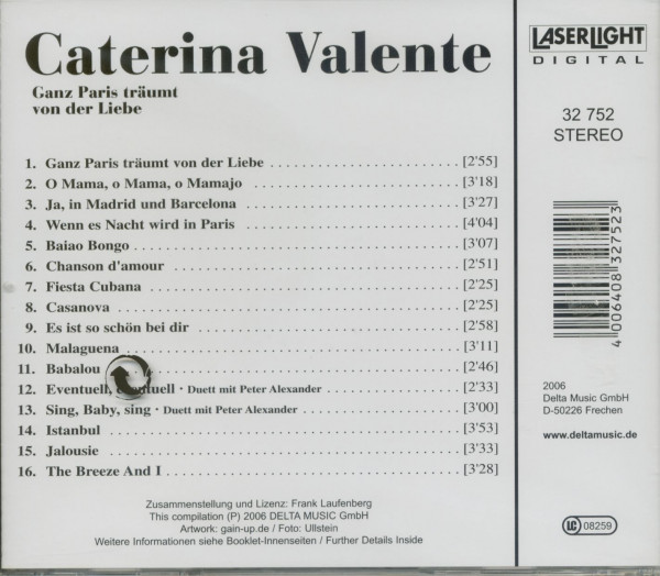 3. Bild von Caterina Valente: Ganz Paris träumt von der Liebe (CD)