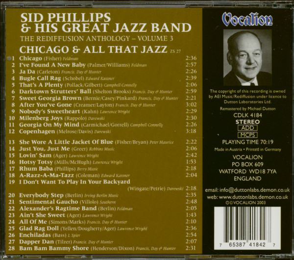 3. Bild von Sid Phillips And His Great Jazz Band: Chicago & All That Jazz - The Rediffusion Anthology - Volume 3 (CD)