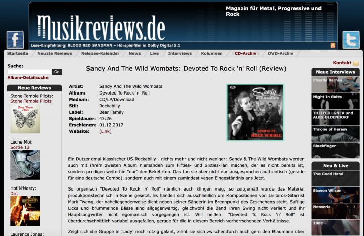 Presse-Sandy-The-Wild-Wombats-Devoted-To-Rock-n-Roll-musikreviews