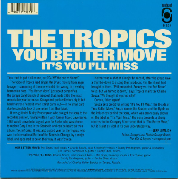You Better Move b-w It's You I'll Miss (7inch, 45rpm, PS, red wax)