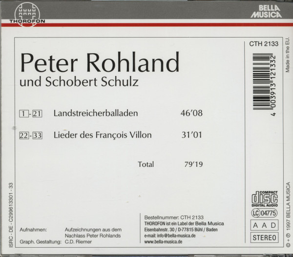 Landstreicherballaden und Lieder des Francois Villon (CD)