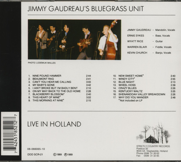 Jimmy Gaudreau's Bluegrass Unit - Live In Holland (CD)