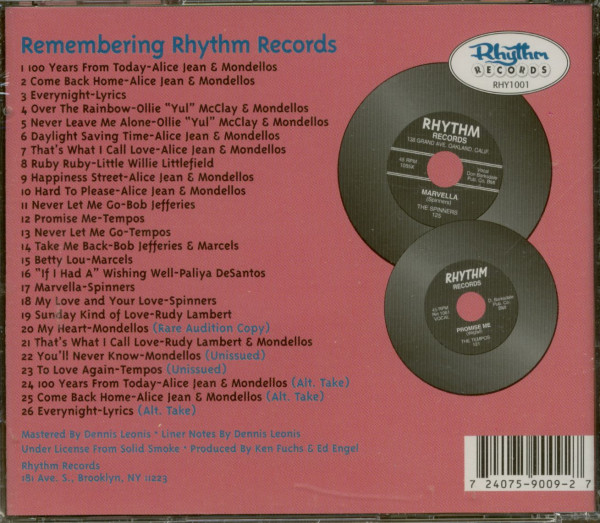 Remembering Rhythm Records - The West Coast R&B Vocal Group Sound (CD)