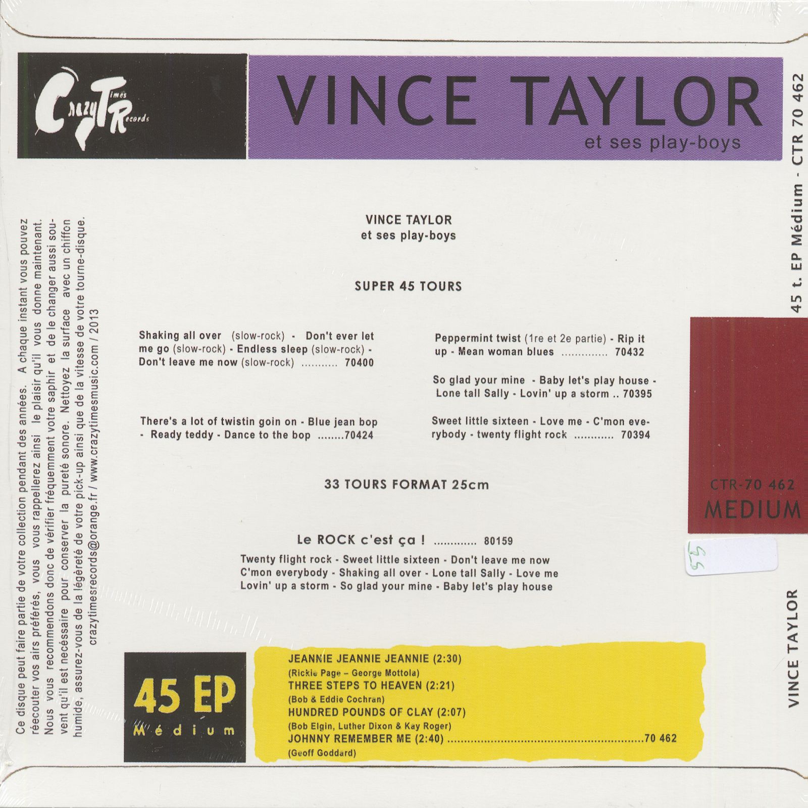 Vince Taylor 7inch Vince Taylor Et Ses Playboys 7inch 45rpm Ep Ps Bear Family Records