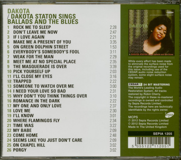 3. Bild von Dakota Staton: Dakota Staton Sings Ballads And The Blues (CD)