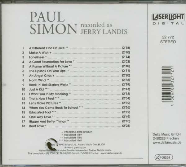 Paul Simon Recorded As Jerry Landis (CD)