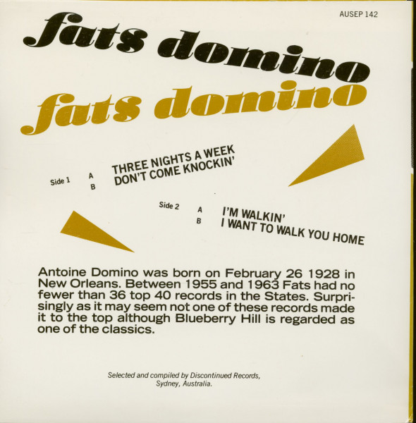 Fats Domino - Australian EP Series (7inch, 45rpm, SC, PS)