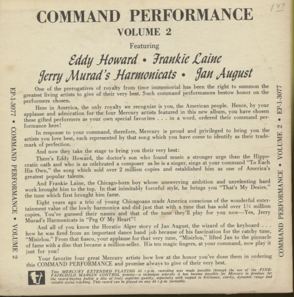 Command Performance, Vol.2 (7inch, 45rpm, EP, PS)