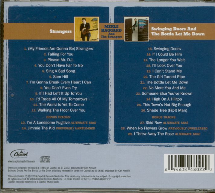 Merle Haggard Cd Strangers Swinging Doors And The Bottle
