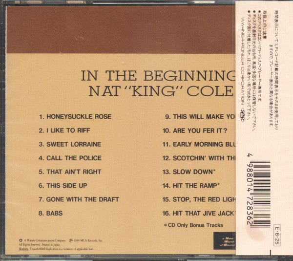 Nat 'King' Cole - The Beginning (CD, Japan)