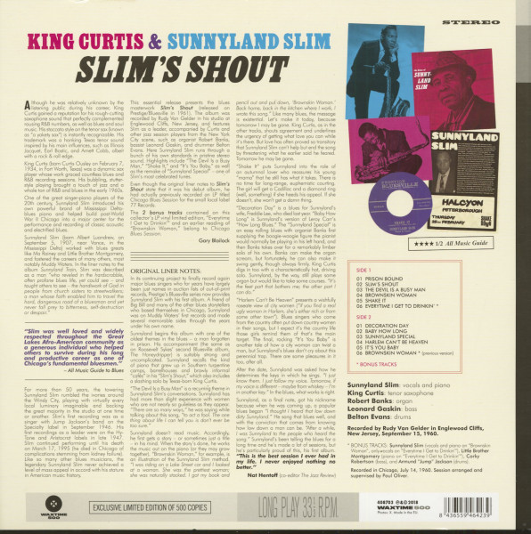 King Curtis And Sunnyland Slim - Slim's Shout (LP, 180g Vinyl)