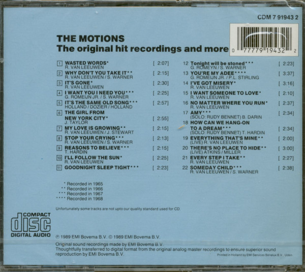 3. Bild von The Motions: The Original Hit Recordings And More (CD)
