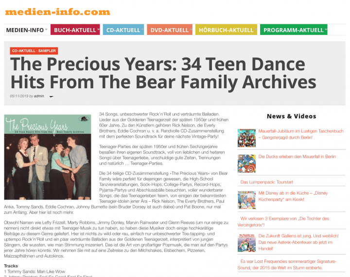 Presse-Archiv-The-Precious-Years-34-Teen-Dance-Hits-medien-info