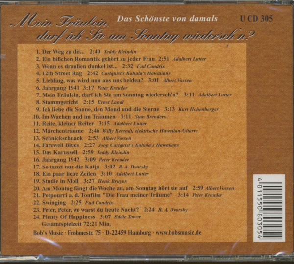 Mein Fräulein, darf ich Sie am Sonntag wiederseh'n (CD)
