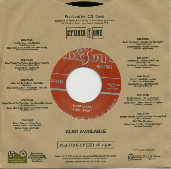 Peter Tosh & The Wailers - Rasta Shock Them Up / Soul Bros. - Ringo's Ska (7inch, 45rpm, BC, CS)