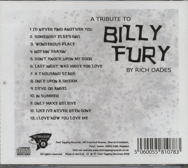 A Tribute To Billy Fury (CD)