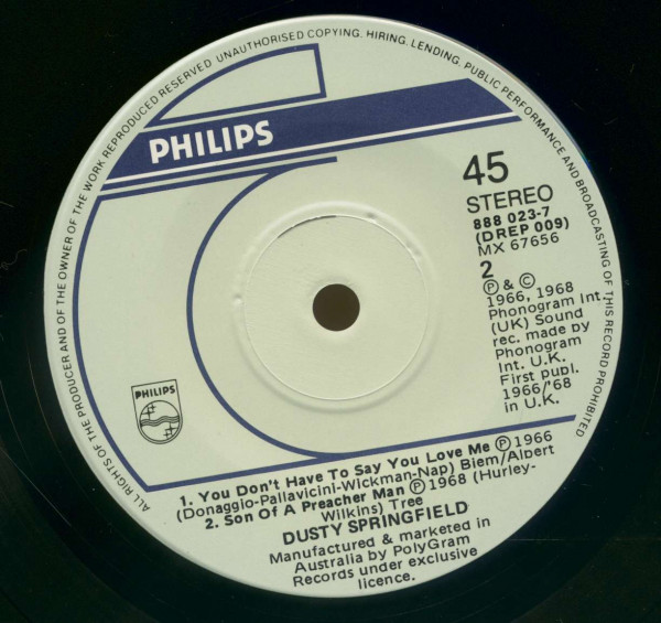 Dusty Springfield (7inch, 45rpm, EP, PS, SC)