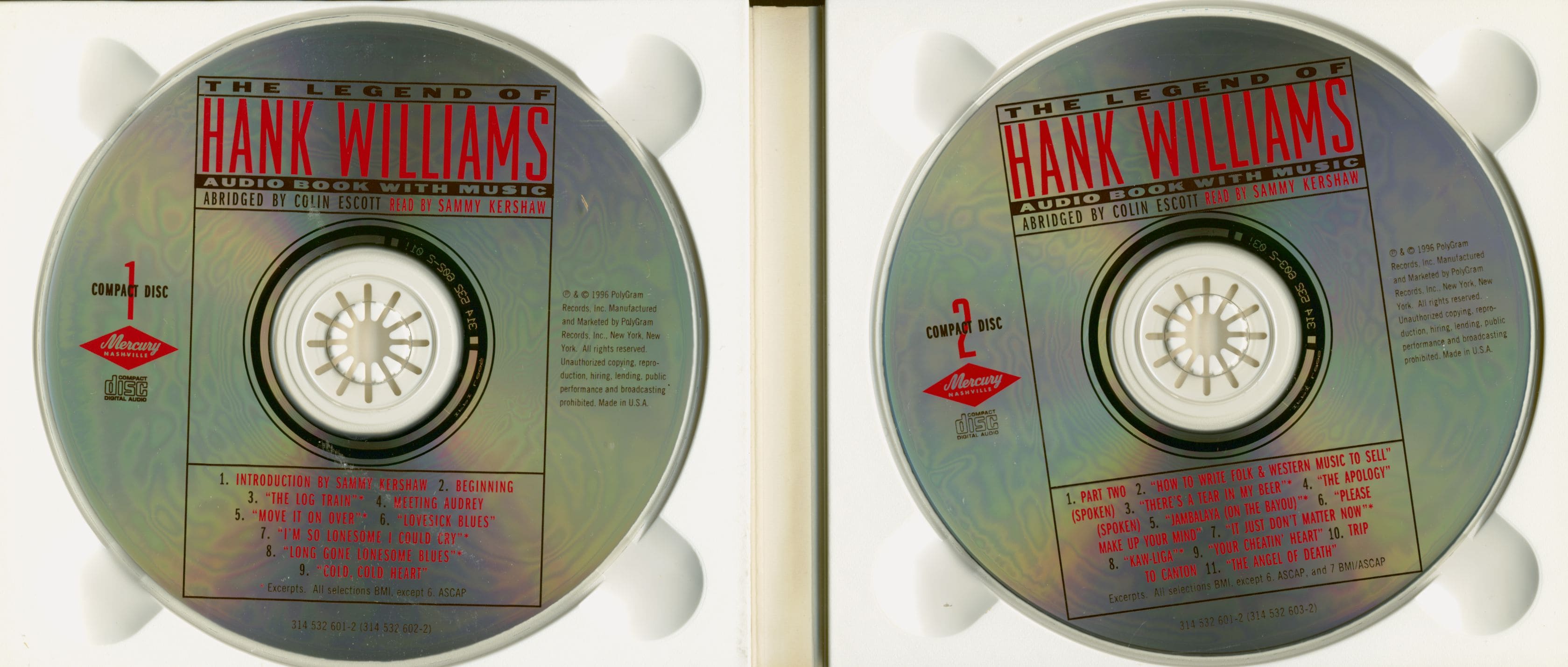Hank Williams CD: The Legend Of Hank Williams - Audio Book with