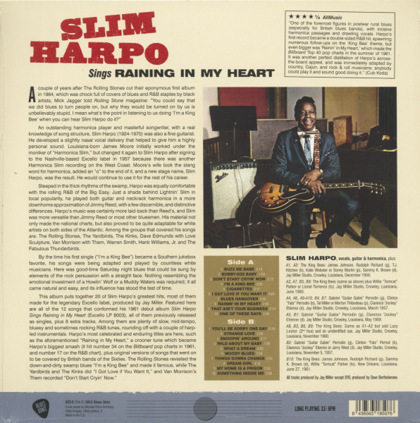 Slim Harpo Sings Raining in My Heart (LP, 180g Vinyl)