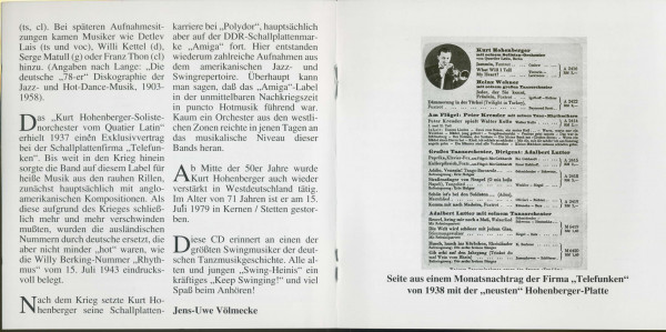 Kurt Hohenberger und sein Solisten-Orchester vom 'Quartier Latin', Berlin (CD)