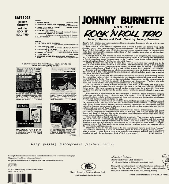 Johnny Burnette And The Rock 'n' Roll Trio (LP, 10inch, Ltd.)