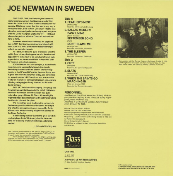 Joe Newman In Sweden (LP)
