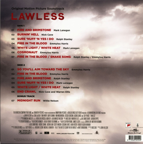 Nick Cave & Warren Ellis Present - Lawless - Original Motion Picture Soundtrack (LP, 180g colored Vi