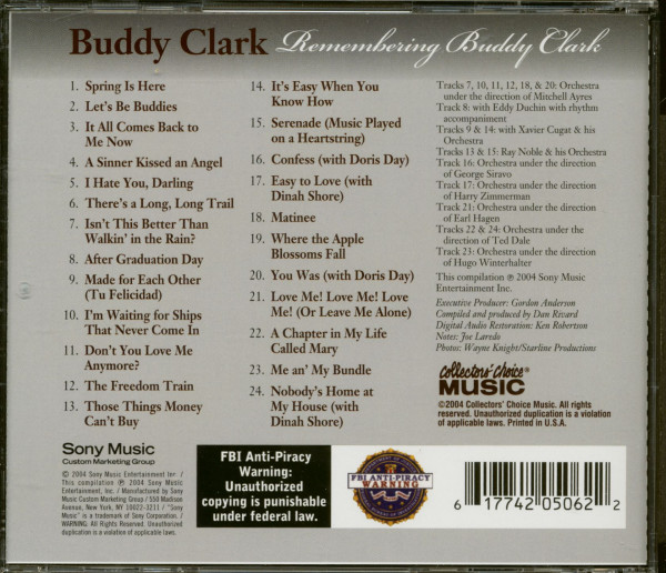 3. Bild von Buddy Clark: Remembering Buddy Clark (CD)