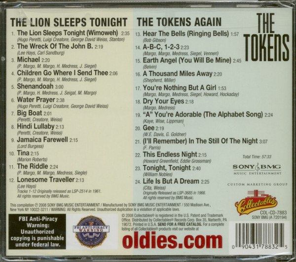 3. Bild von The Tokens: The Lion Sleeps Tonight - The Tokens Again (CD)