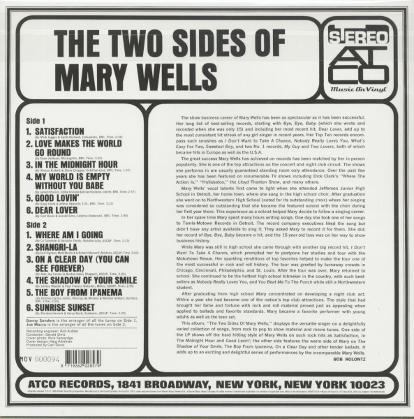The Two Sides Of Mary Wells (LP, 180g colored Vinyl, Ltd.)