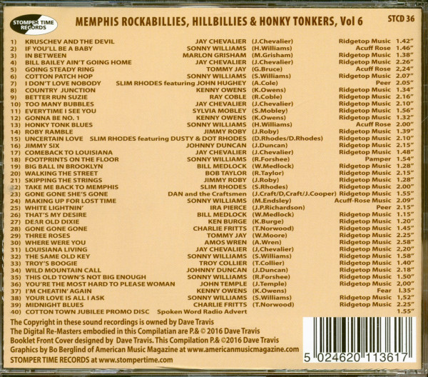 Memphis Rockabilly, Hillbilly & Honky Tonkers Vol.6 (CD)