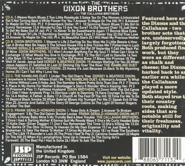 The Dixon Brothers With The Callahan Brothers (4-CD)